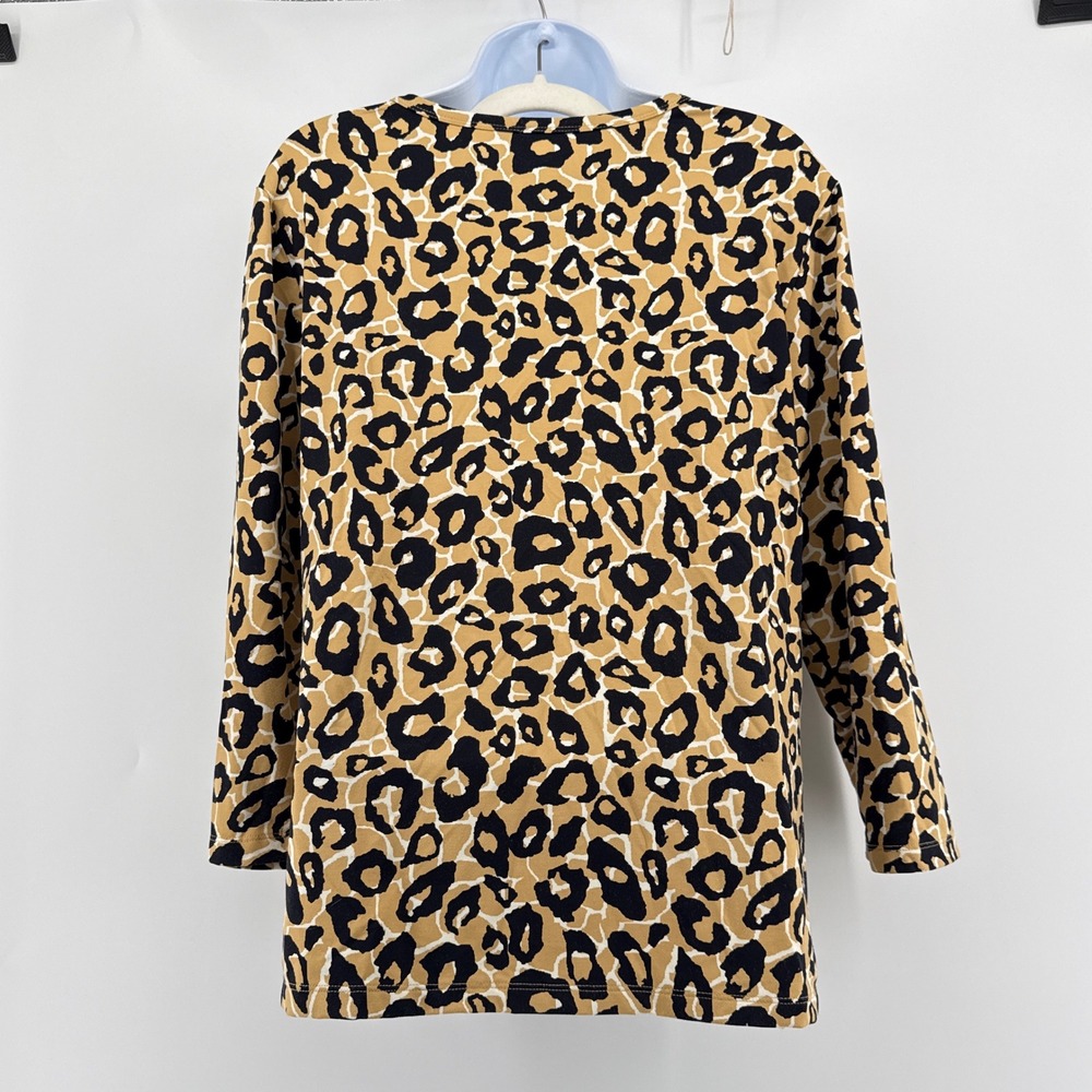 J.McLaughlin Catalina Cloth Top XL Animal Print Cheetah 3/4 Sleeve Excellent - Picture 2 of 7